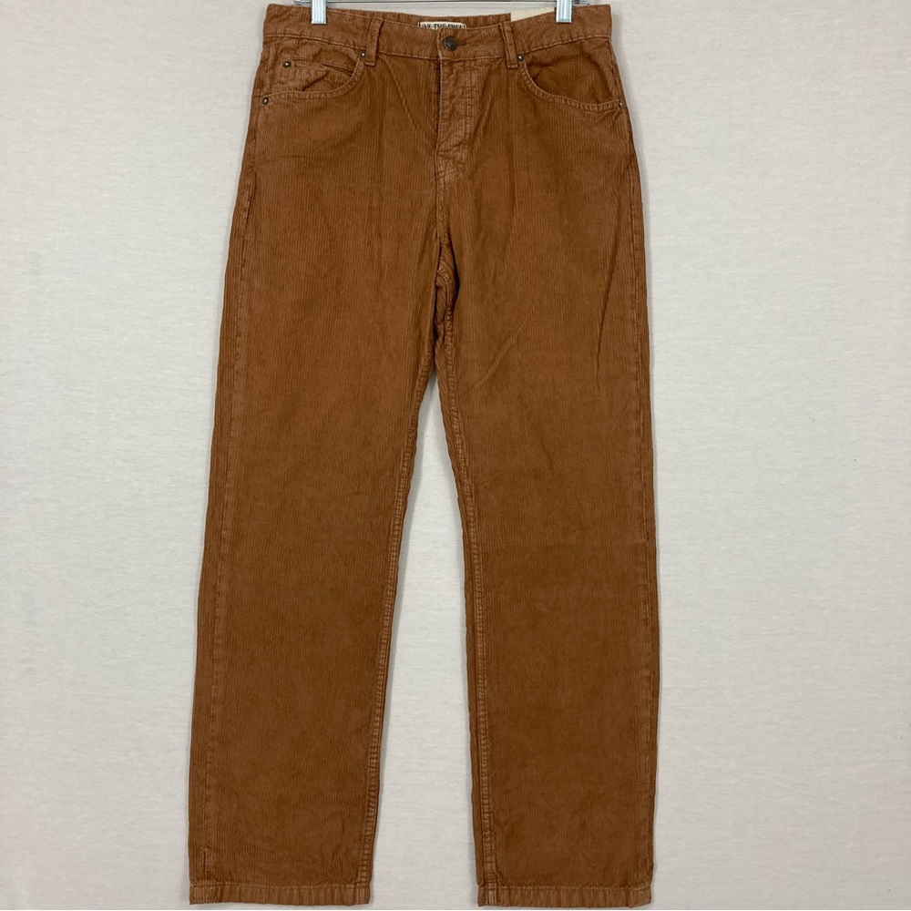 New Free People Brown Corduroy Pax Mid-rise Slim Boyfriend Pants size 28